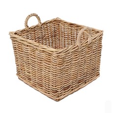 編織設計手柄式方形藤籃 S909BE 40*40*30cm, 米色, 1個