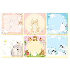 可愛的便條紙 6種組, 混色, 1套