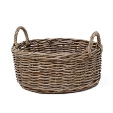 編織設計手柄式圓形藤籃 B907G 48*48*21cm, 灰色, 1個