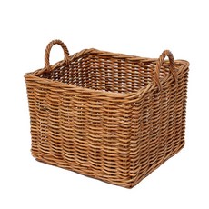 編織設計手柄式長方形藤籃 S709LM 42*37*31cm, 深色, 1個