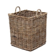 編織設計方形藤籃 F304G 39*39*44cm, 灰色, 1個