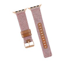 VICHELLE Apple Watch 3/4/5 毛呢圖案皮革錶帶 (相容42/44mm), 粉紅色, 1個