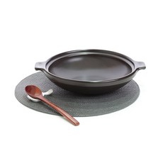 LOKO LIVING 可直火加熱雙耳耐熱陶瓷淺湯鍋, 27.5厘米, 黑色