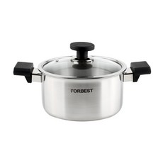 QUEEN SENSE Forbest電磁爐適用單柄不鏽鋼湯鍋+鍋蓋, 20厘米, 混色