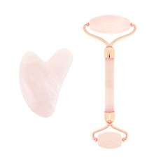 玉石雙頭按摩滾輪+玉石刮痧器, 混色, 1套