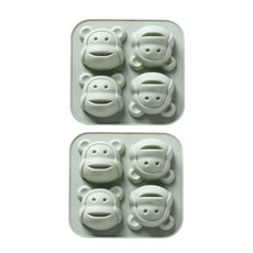 Yumi Company矽膠手作冰淇淋模具 BG020 猴子, 綠色, 2個