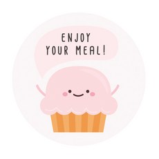 DONNA&DECO 享受餐點字樣圓形貼紙 5cm, 甜蜜馬芬蛋糕, 120枚