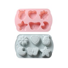 Yumi商社矽膠手作蛋糕餅乾模具 2種組 BG027, 粉色, 藍色, 1套