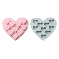 Yumi Corporation 矽膠手工冰淇淋模具 2 件套 BG016 心形, 1套, 粉色, 藍色