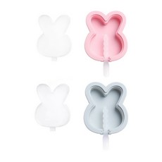 Yumi商社矽膠手工冰淇淋模具 2種組 BG011 兔子, 1套, 粉色, 藍色