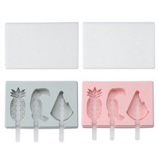 鳳梨造型矽膠冰棒模具 BG006 2入, 粉色, 藍色, 1套