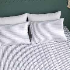 LaMonte 夏季條紋泡泡紗鋪棉枕頭套 2入