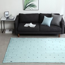 taccatacca 動物印花人造纖維夏季墊, 法國鬥牛犬（薄荷）