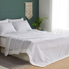 LaMonte 條紋印花泡泡紗夏季薄被, 藍色
