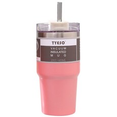 TYESO 진공단열 대용량 빨대 텀블러, 핑크, 600ml, 1개