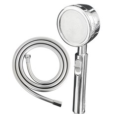 IRONFITTING ECO節水開關式蓮蓬頭+淋浴管2m組, 1組, 銀色