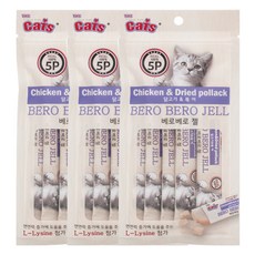 더캣츠 미니 베로베로젤 고양이 간식 5p, 닭 + 북어 혼합맛, 3개