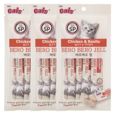 더캣츠 미니 베로베로젤 고양이 간식 5p, 닭 + 가다랑어 혼합맛, 3개