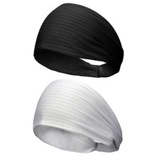 涼感運動髮帶組 2款, 黑，白, 1組