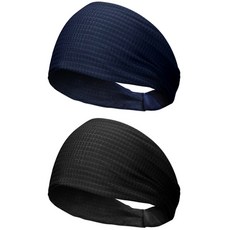 涼感運動髮帶組 2款, 黑色+海軍藍, 1組