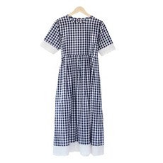PANG PANG SHOP 孕婦格紋短袖連身裙