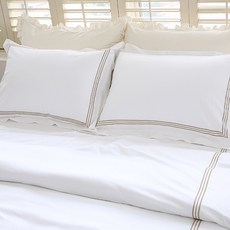 MaMaZ Home 飯店棉被枕頭基本床具組, 白色+金色, 被套+枕套套裝