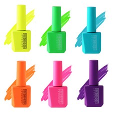 Mostive 螢光指甲油, 黃色、黃綠色、天空、橙色、粉色、紫色, 6個