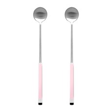 Bogen 韓國製方形雙色緞面長匙 LS, 粉紅色, 2個