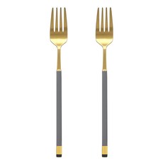 Bogen 韓國製方形雙色金柄餐叉 DF, 炭灰色, 2個
