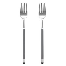 Bogen 韓國製方形雙色緞面餐叉 DF, 炭灰色, 2個
