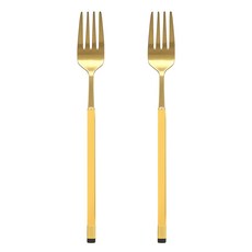 보겐 국산 스퀘어 투톤 골드 디너포크 DF 옐로우, 2개, 단품
