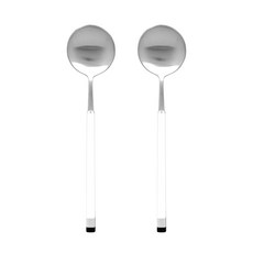 Bogen 韓國製方形雙色緞面大茶匙 LTS, 白色, 2個