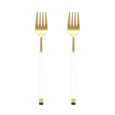 Bogen 金屬方柄撞色叉子, 白色, 2入