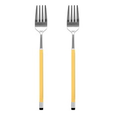 Bogen 韓國製方形雙色緞面餐叉 DF, 黃色, 2個