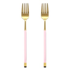 Bogen 方柄雙色金屬晚餐叉 DF, 粉色的, 2個