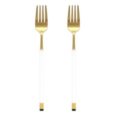 Bogen 韓國製方形雙色金色餐叉 DF, 白色, 2個
