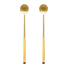 Bogen 韓國製方形雙色金長柄匙 LS, 黃色, 2個