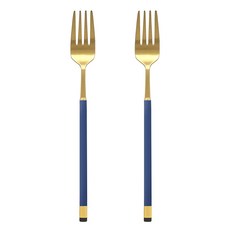 보겐 국산 스퀘어 투톤 골드 디너포크 DF 블루, 2개, 단품