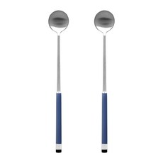 Bogen 韓國製方形雙色緞面長匙 LS, 藍色, 2個