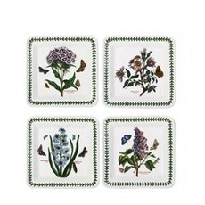 PORTmeIRION 波特玫琳恩 植物園方形盤 小盤 B款 隨機出貨, 盤子 4入, 混色, 1套