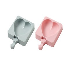 Yumi's 矽膠手工冰淇淋模具 2 件套 BG012 心形, 粉色, 藍色, 1套