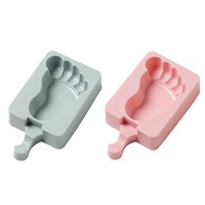 Yumi商社矽膠手工冰淇淋模具 2種組 BG012 腳印, 粉色, 藍色, 1套