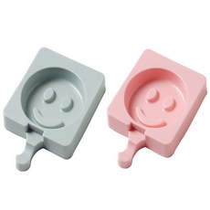 Yumi Company矽膠手作冰淇淋模具 2種組 BG012 Smile, 粉色, 藍色, 1套