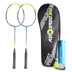 VIVA SPORTS Aerospeed 300 羽毛球拍完好 2p + 尼龍羽毛球 6p + 3 層全罩套, 單品, 1套