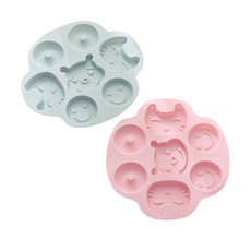 Yumi商社矽膠手作蛋糕餅乾模具 2種組 BG024, 粉色, 藍色, 1套