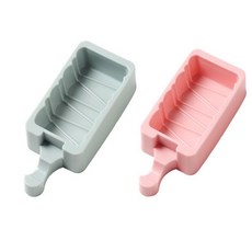 Yumi商社矽膠手工冰淇淋模具 2種組 BG012 方形條紋, 粉色, 藍色, 1套