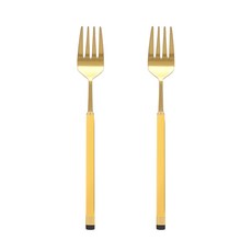 Bogen 金屬方柄撞色叉子, 黃色, 2入