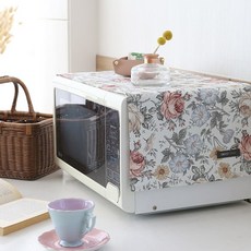 decotonik 復古花卉印花微波爐防塵罩, 白色的