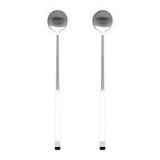 Bogen 韓國製方形雙色緞面長匙 LS, 白色, 2個