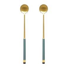Bogen 韓國製方形雙色金色長匙 LS, 橄欖綠, 2個